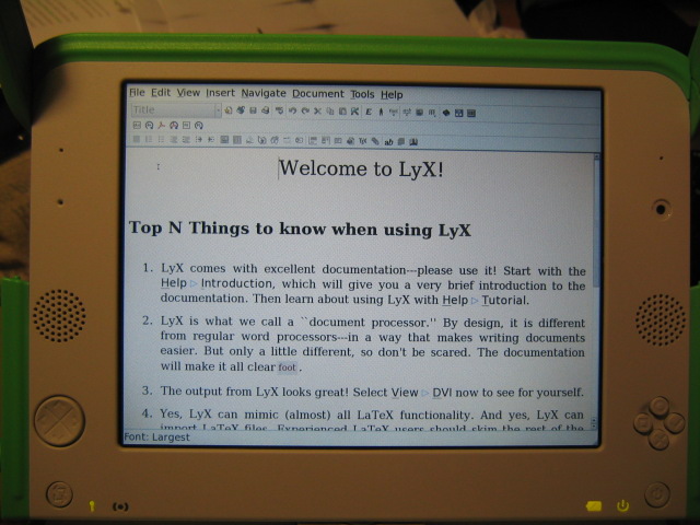 LxY on the screen of an XO-1